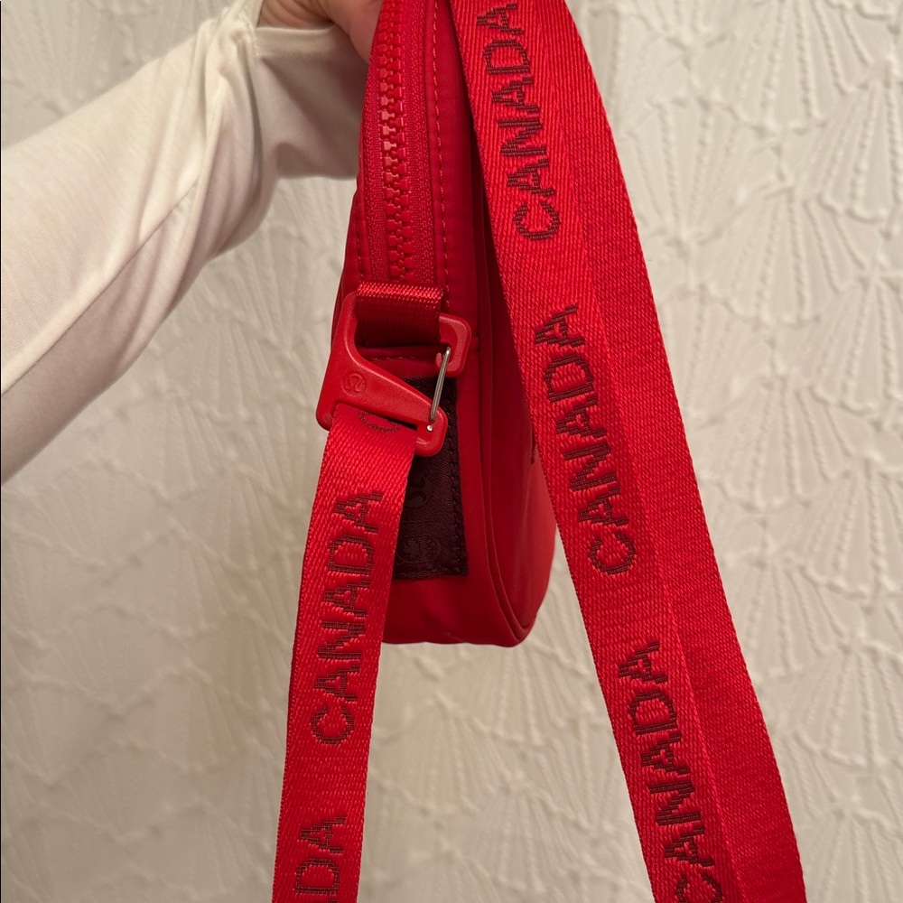 Lululemon Red Quilted Crossbody Bag with Maple Leaf Stitch - Picture 2 of 4